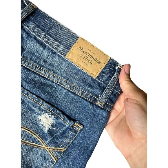 Abercrombie‎ & Fitch Y2K Flag Peekaboo Pocket Denim Shorts S 0/25 - Picture 5 of 6